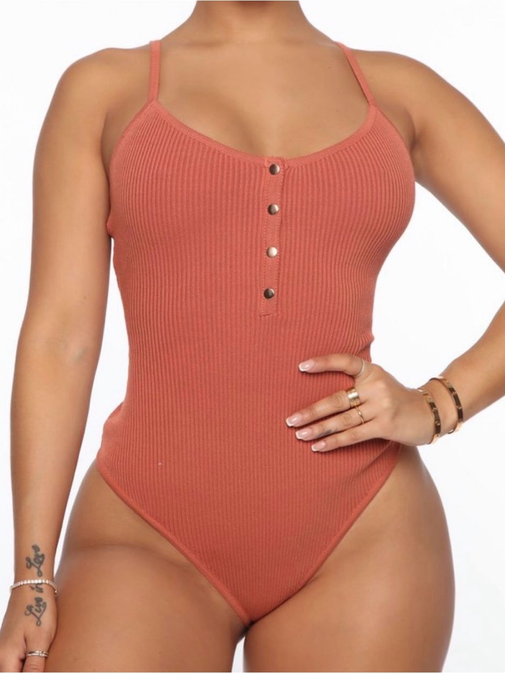 Zara Ribbed Button-Front Bodysuit